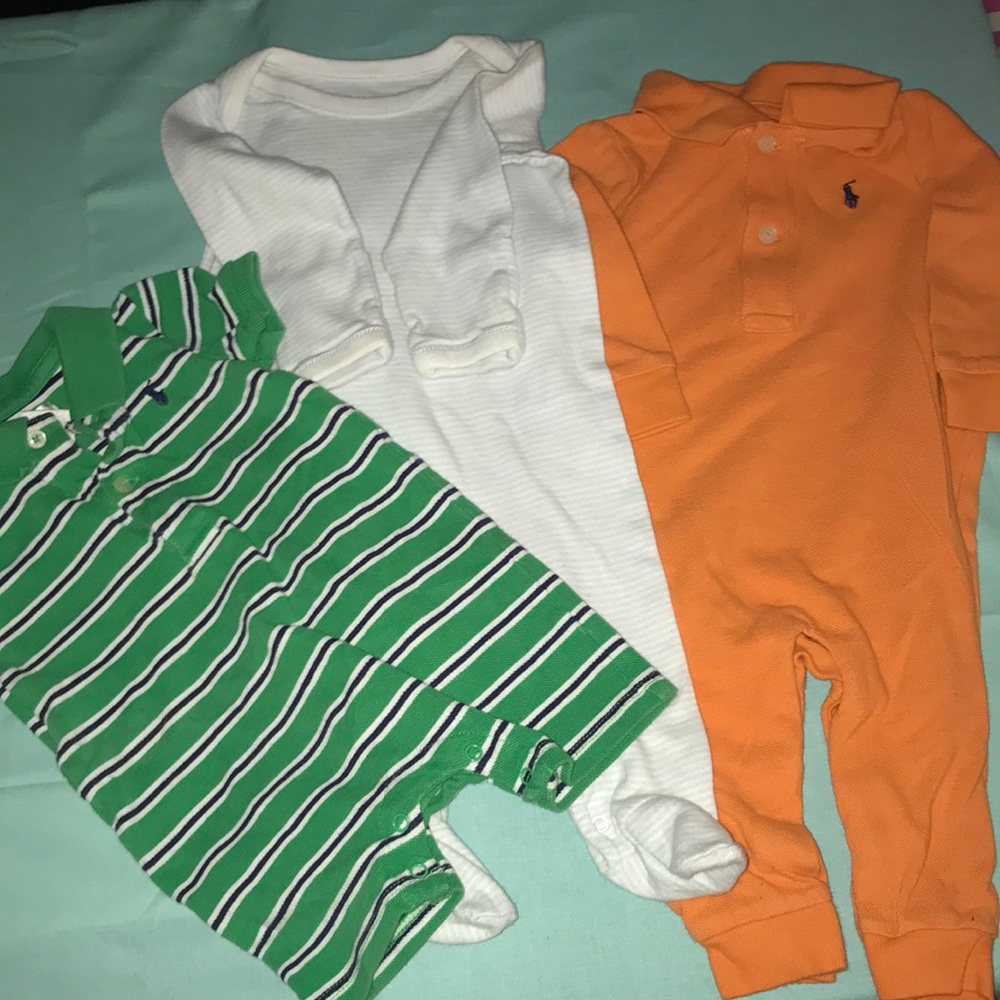 3 pack of Ralph Lauren baby onesies. Size 6m